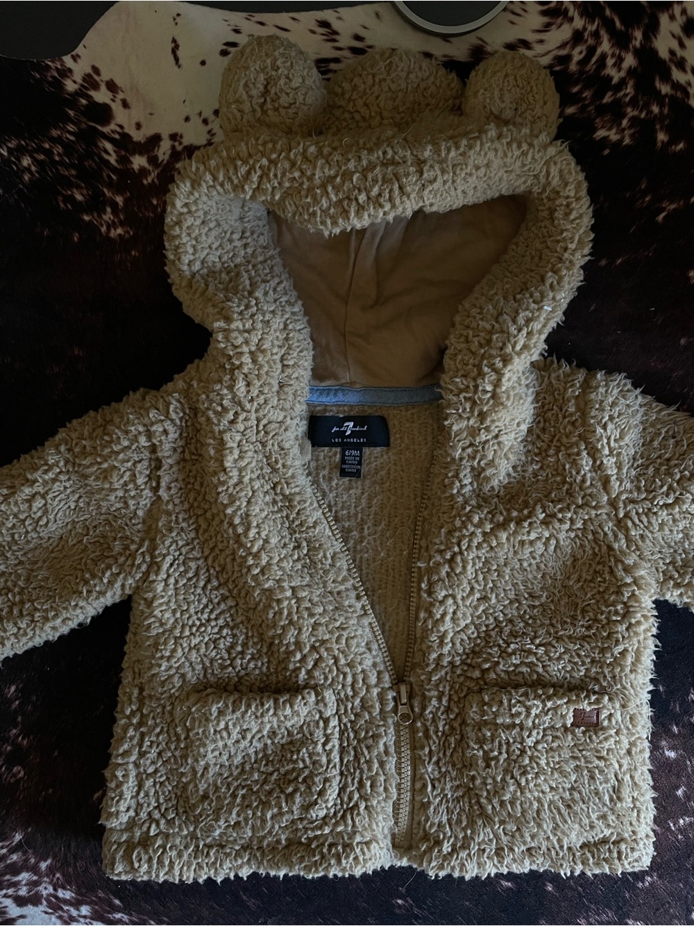 7 of all man kind Sherpa Baby Jacket with Bear Ears - Beige